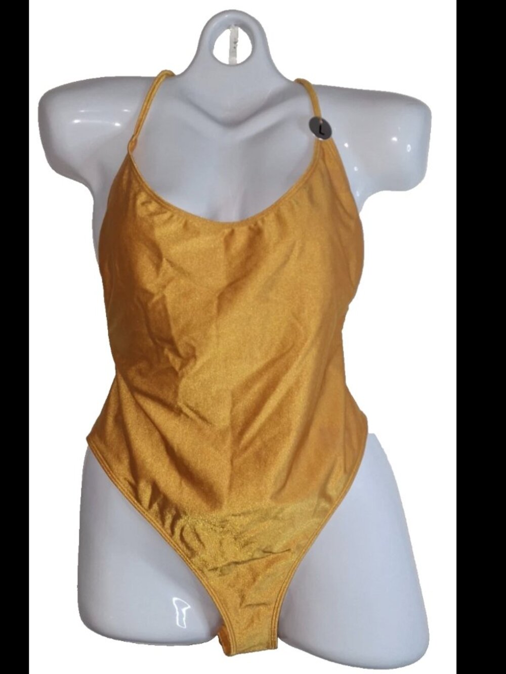 Forever 21 One Piece Swimsuit Mustard Yellow Size L Criss Cross Back High Cut NW